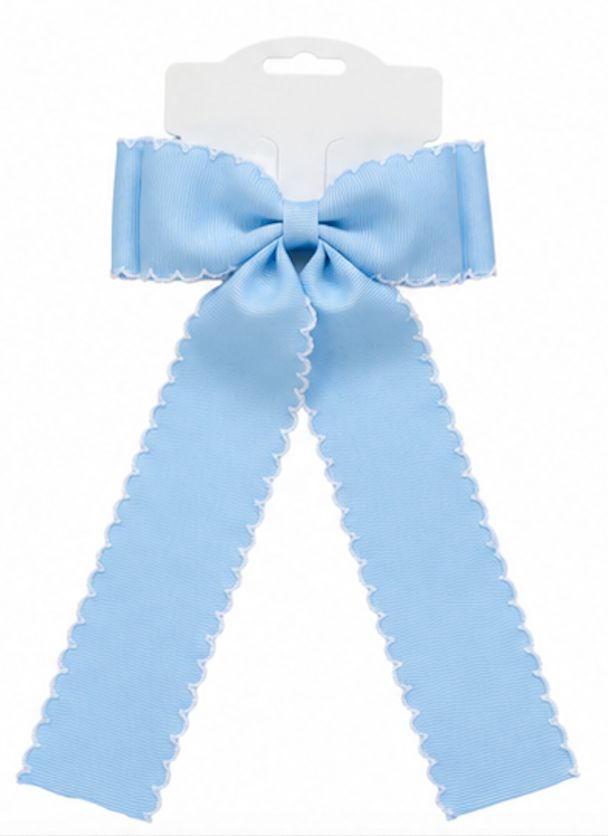 Baby Blue with white moonstitch bow