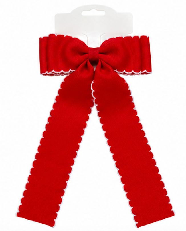 Red with white moonstitch bow