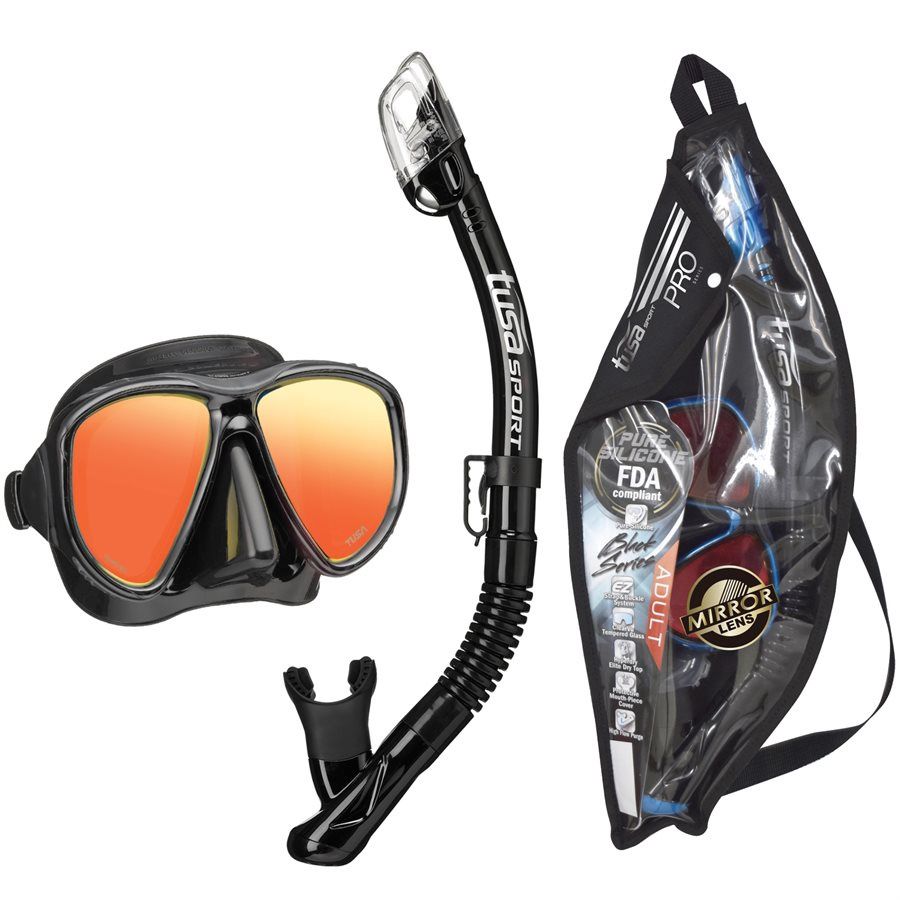 TUSA POWERVIEW MIRRORED MASK/ DRY SPORT SNORKEL COMBO