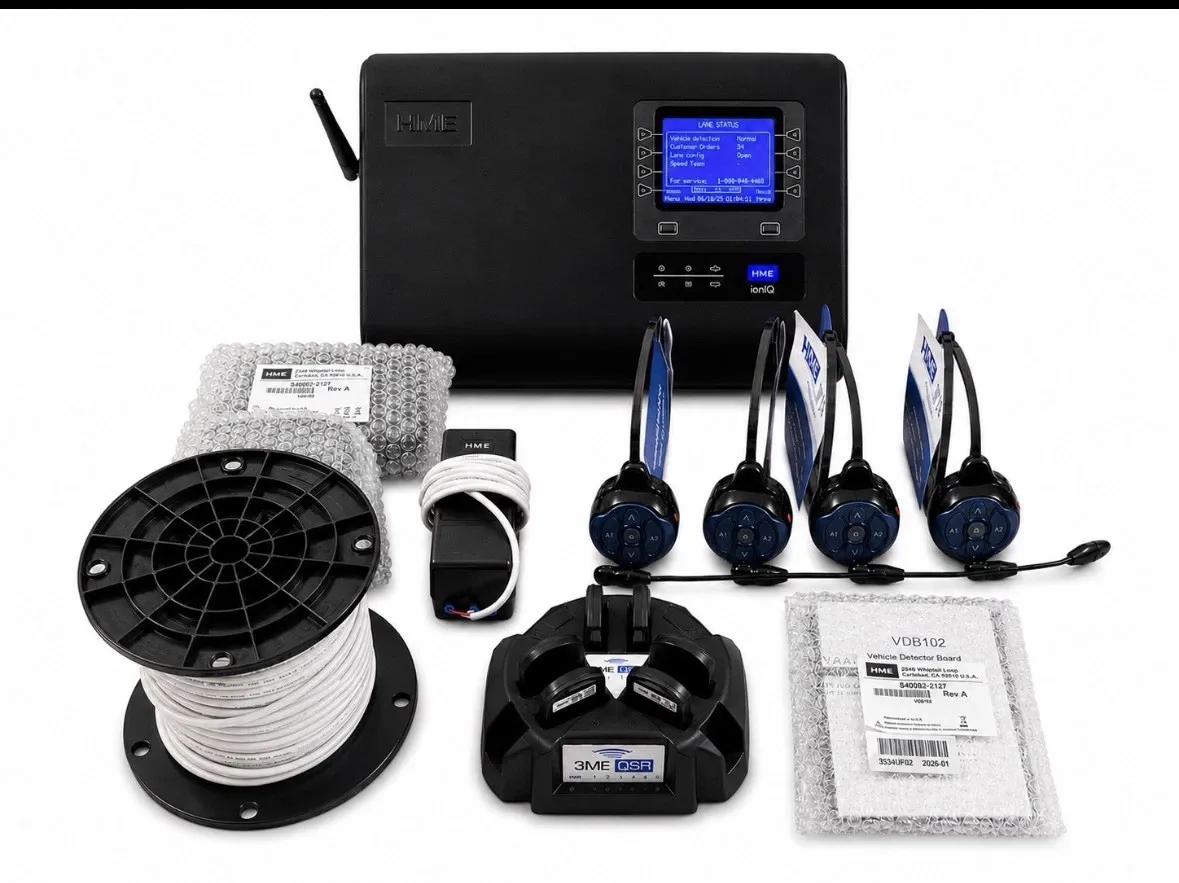 HME ION IQ 6100 Drive-Thru Full System Single Lane w/4 Headsets 4 Month Warranty HME ION IQ 6100 Drive-Thru Full System Single Lane w/4 Headsets 4 Month Warranty