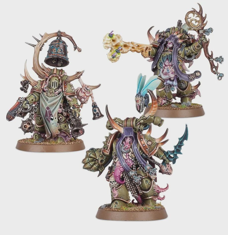 Malignant Plaguecaster, Noxious Blightbringer, and Plague Marine Champion