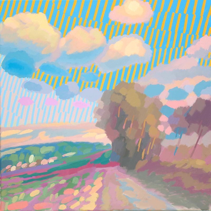 Originalmalerei 'Wolken und Bäume'