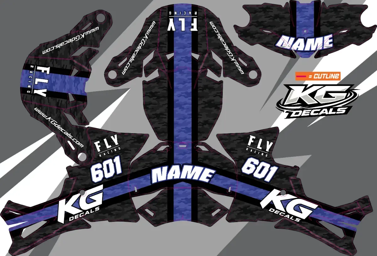 FLY RACING FORMULAE 3 HELMET WRAP — LINES BLK BLUE CAMEO