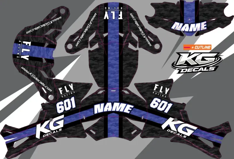 FLY RACING FORMULAE 3 HELMET WRAP — LINES BLK BLUE CAMEO