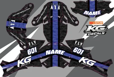 FLY RACING FORMULAE 3 HELMET WRAP — LINES BLK BLUE CAMEO FLY RACING FORMULAE 3 HELMET WRAP — LINES BLK BLUE CAMEO