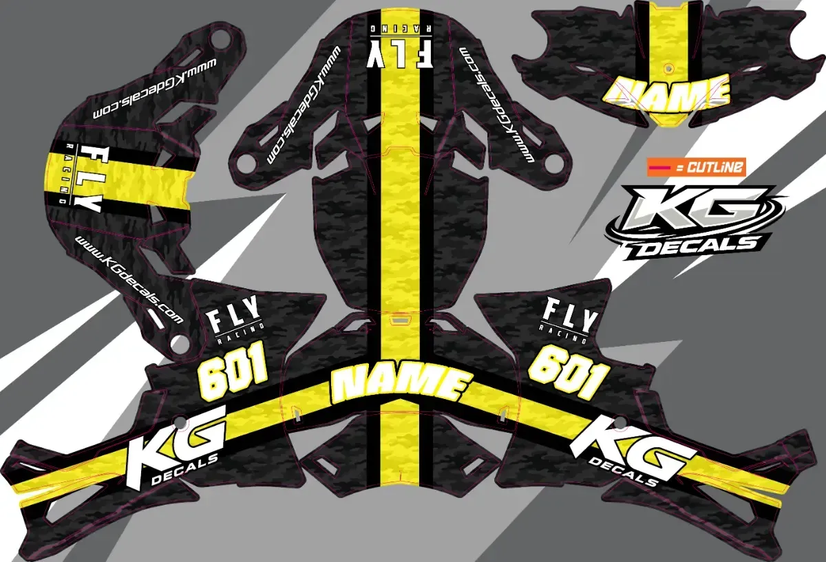 FLY RACING FORMULAE 3 HELMET WRAP — LINES BLK YELLOW CAMEO