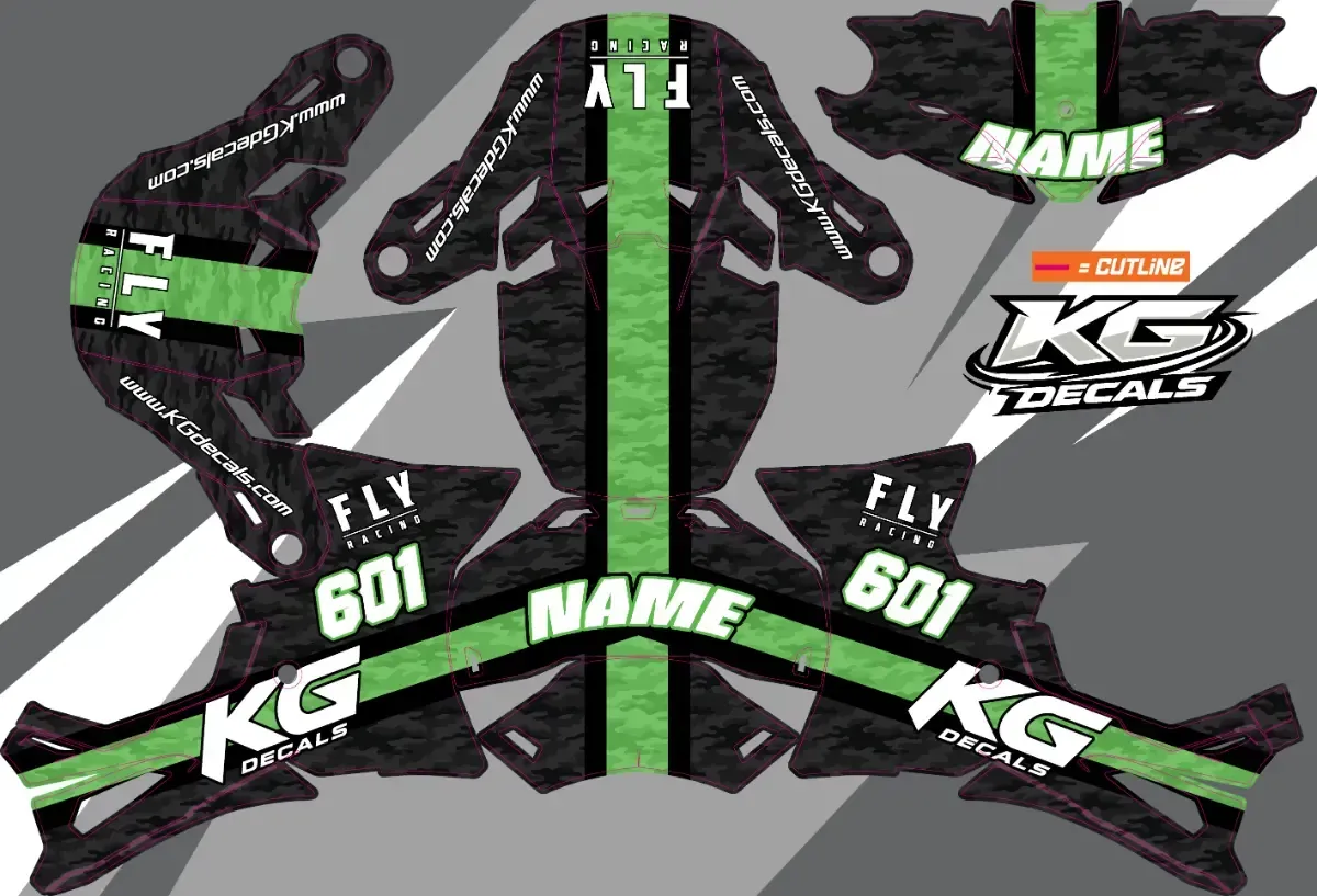 FLY RACING FORMULAE 3 HELMET WRAP — LINES BLK GREEN CAMEO