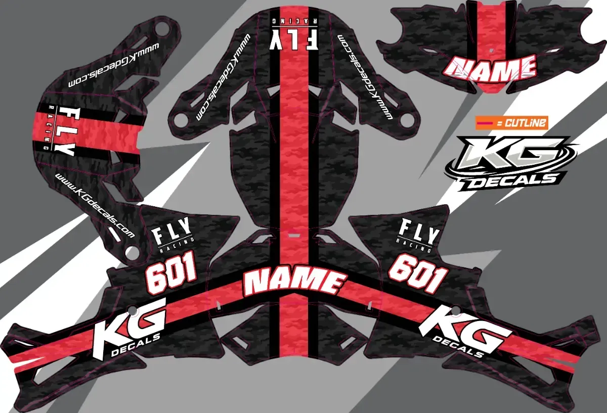 FLY RACING FORMULAE 3 HELMET WRAP — LINES BLK RED CAMEO