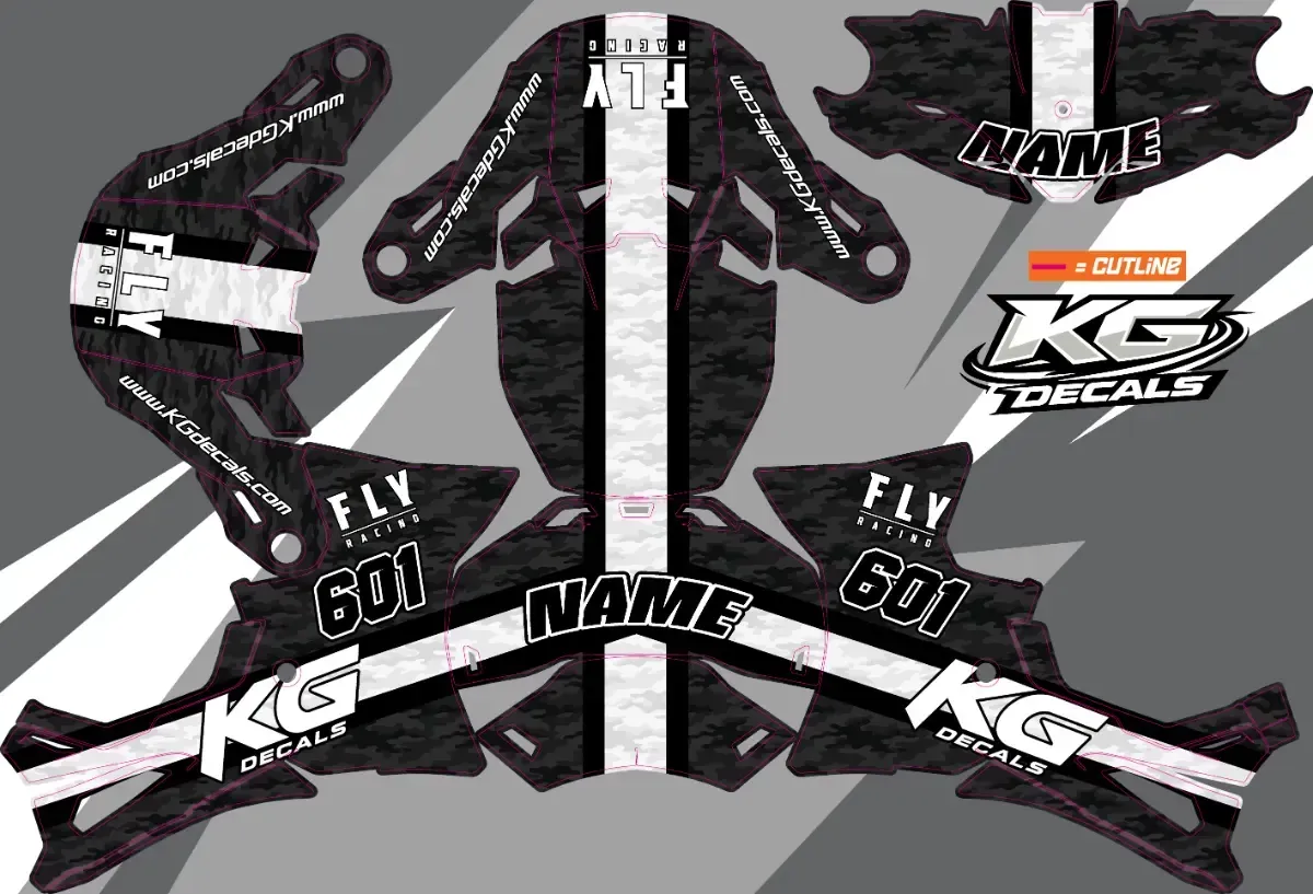 FLY RACING FORMULAE 3 HELMET WRAP — LINES BLK WHITE CAMEO