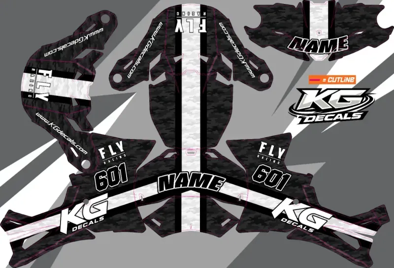 FLY RACING FORMULAE 3 HELMET WRAP — LINES BLK WHITE CAMEO