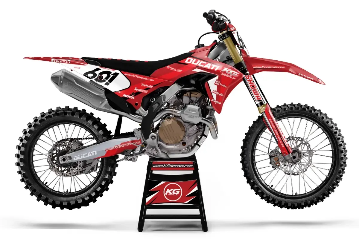 DUCATI SEMI CUSTOM BIKE DECALS — INFERNO RED/BLACK