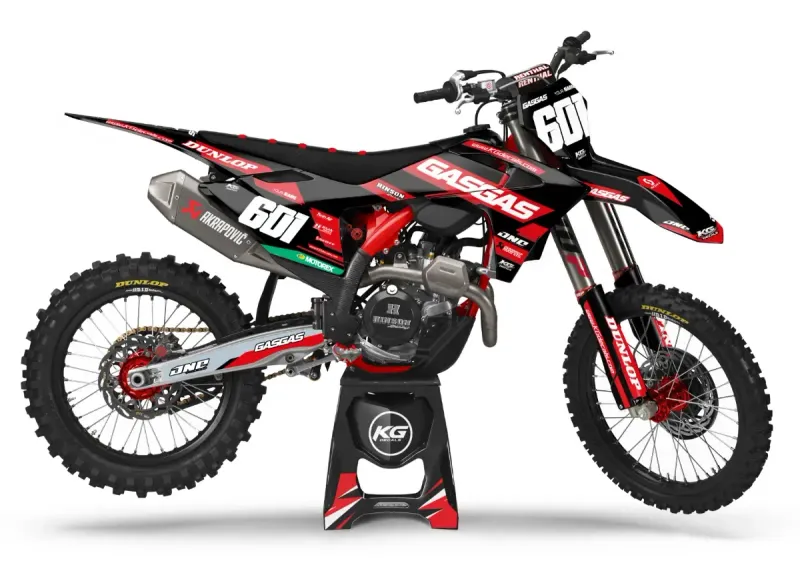 GASGAS SEMI CUSTOM BIKE DECALS — REDLINE BLK/RED