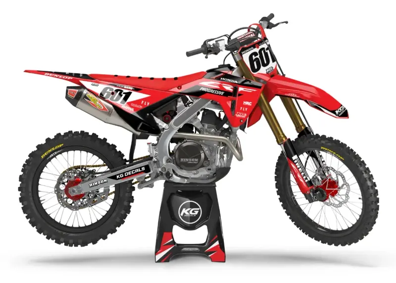 HONDA SEMI CUSTOM BIKE DECALS — CRIMSON FACTORY RED/BLK