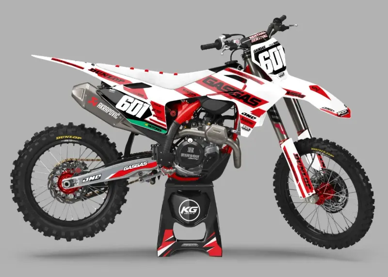 GASGAS SEMI CUSTOM BIKE DECALS — REDLINE WHITE/RED