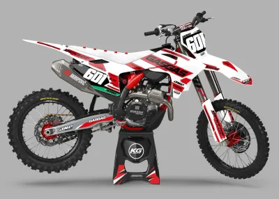 GASGAS SEMI CUSTOM BIKE DECALS — REDLINE WHITE/RED GASGAS SEMI CUSTOM BIKE DECALS — REDLINE WHITE/RED