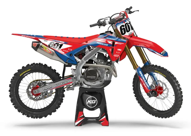 HONDA SEMI CUSTOM BIKE DECALS — CRIMSON FACTORY RED/BLU