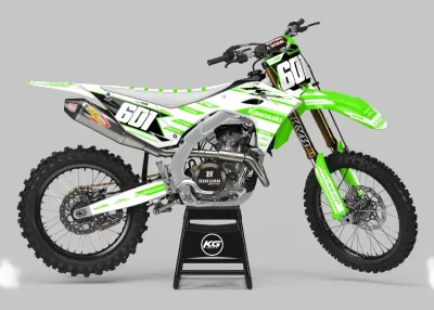 KAWASAKI SEMI CUSTOM BIKE DECALS — GREEN REAPER WHITE/GREEN KAWASAKI SEMI CUSTOM BIKE DECALS — GREEN REAPER WHITE/GREEN