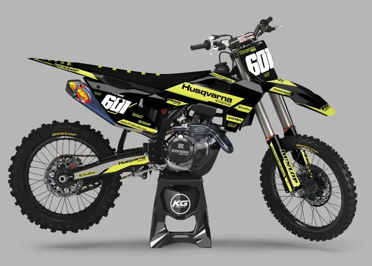HUSQVARNA SEMI CUSTOM BIKE DECALS — REDLINE BLK/FLUORESCENT YELLOW
