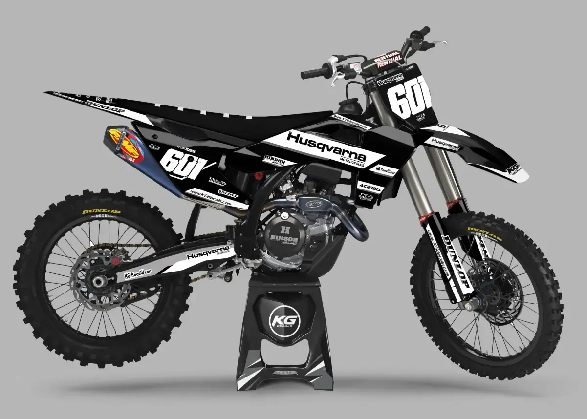 HUSQVARNA SEMI CUSTOM BIKE DECALS — REDLINE BLACK/WHITE