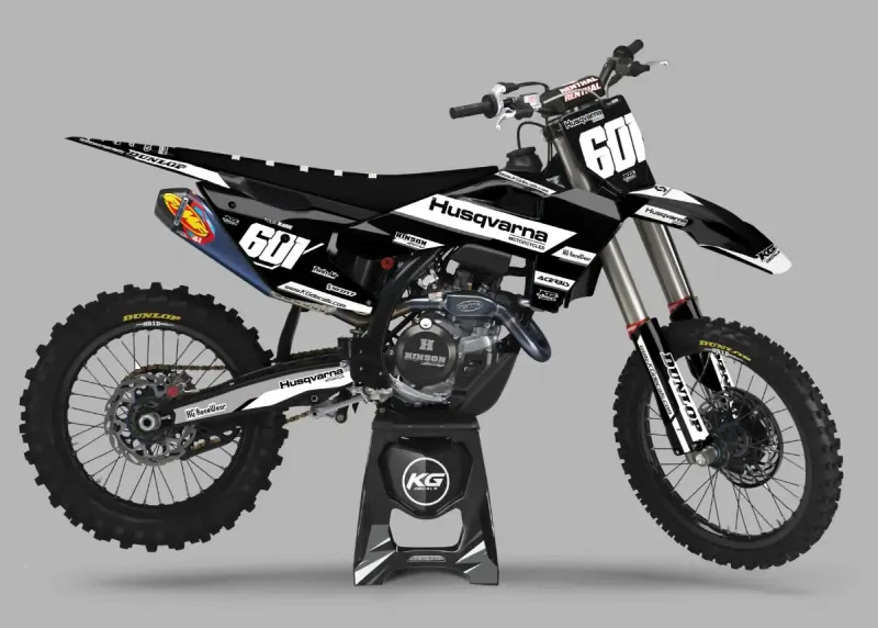 HUSQVARNA SEMI CUSTOM BIKE DECALS — REDLINE BLACK/WHITE