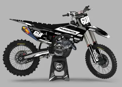 HUSQVARNA SEMI CUSTOM BIKE DECALS — REDLINE BLACK/WHITE HUSQVARNA SEMI CUSTOM BIKE DECALS — REDLINE BLACK/WHITE