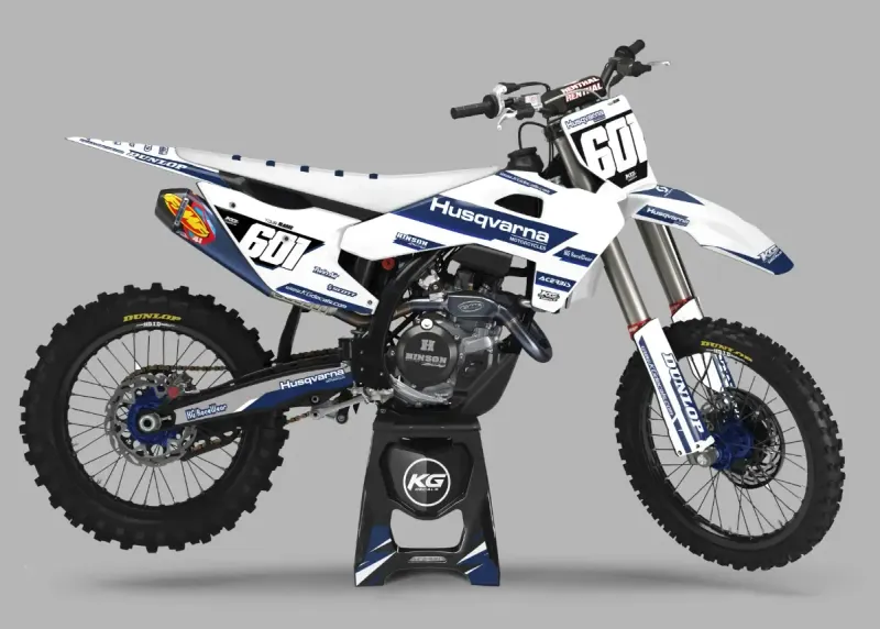 HUSQVARNA SEMI CUSTOM BIKE DECALS — REDLINE WHITE/BLUE