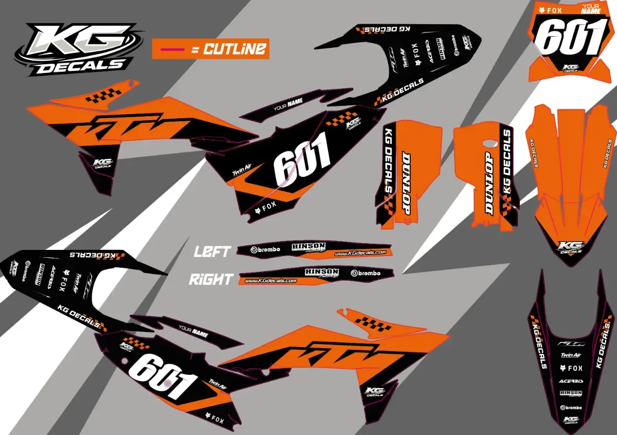 KTM SEMI CUSTOM BIKE DECALS — BLACKOUT ORANGE