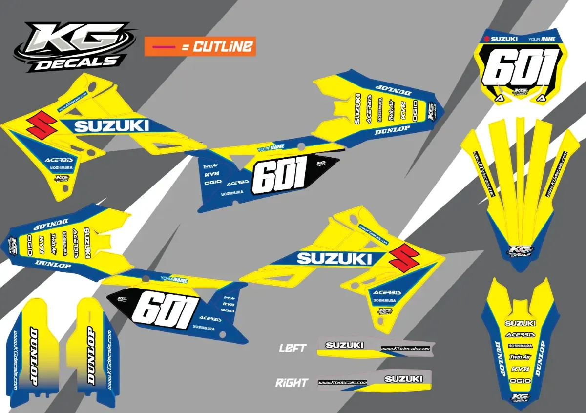 SUZUKI SEMI CUSTOM BIKE DECALS — BLITZ DIGITAL BLUE