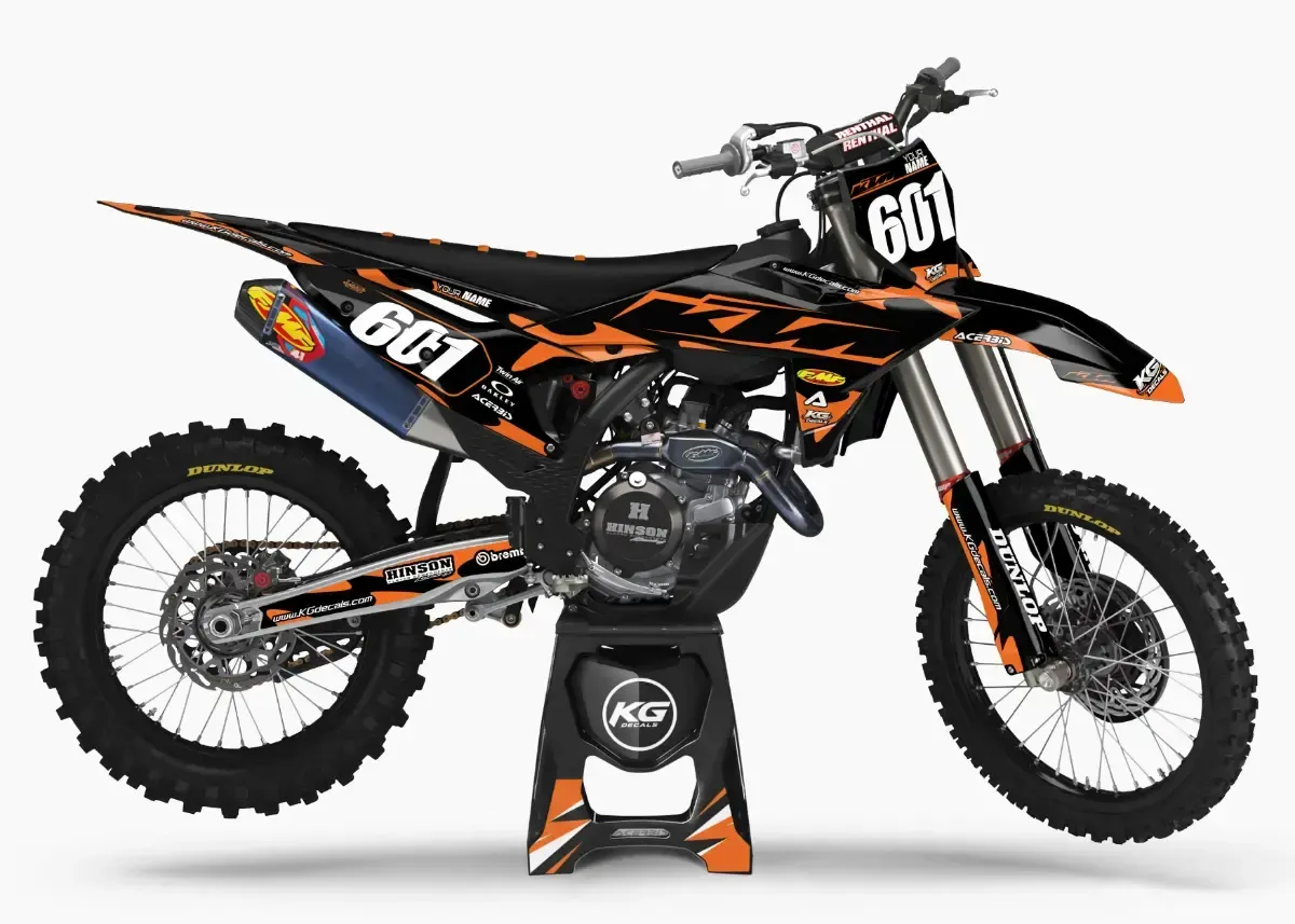 KTM SEMI CUSTOM BIKE DECALS — FLUX WAVE BLACK/ORANGE