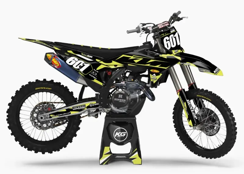 KTM SEMI CUSTOM BIKE DECALS — FLUX WAVE FLUORESCENT YELLOW