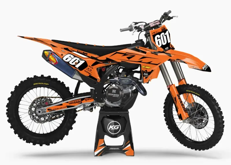 KTM SEMI CUSTOM BIKE DECALS — FLUX WAVE ORANGE/BLACK