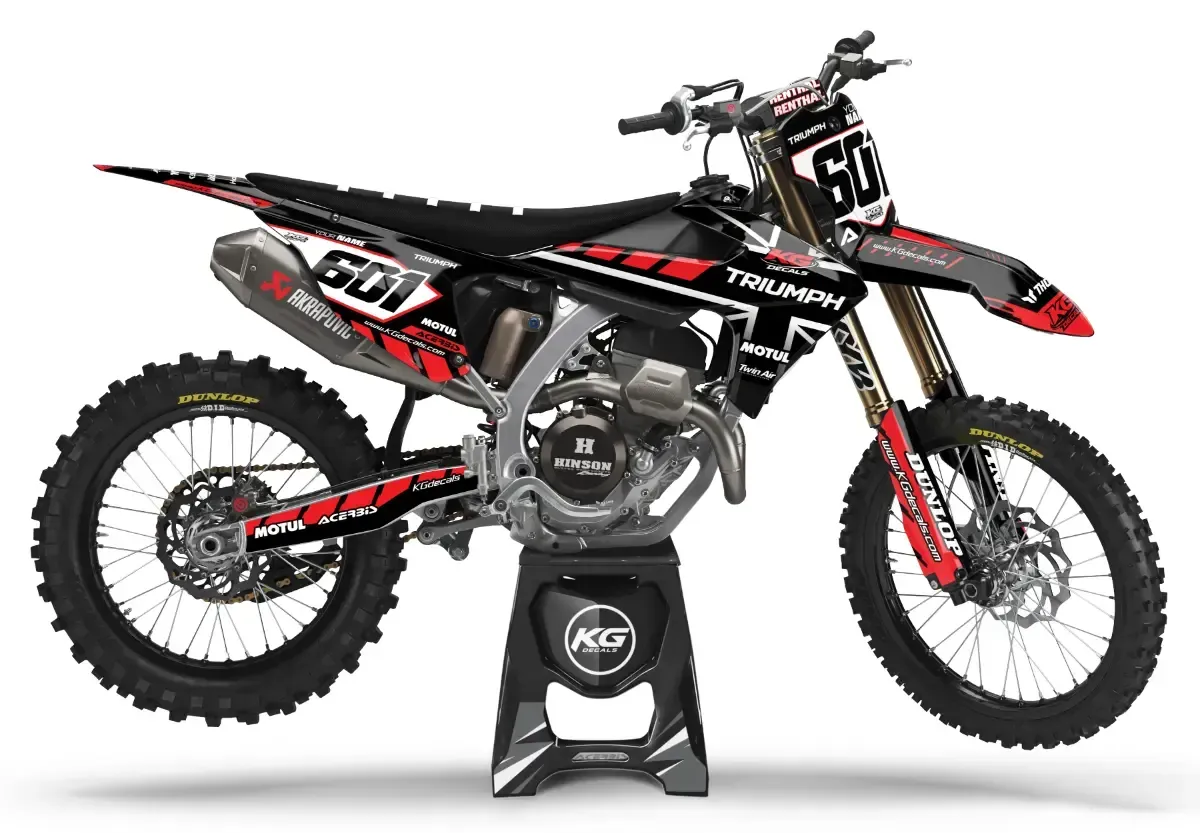 TRIUMPH SEMI CUSTOM BIKE DECALS — BLACK VOLTAGE BLACK/RED