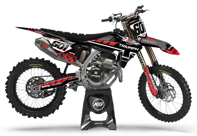 TRIUMPH SEMI CUSTOM BIKE DECALS — BLACK VOLTAGE BLACK/RED