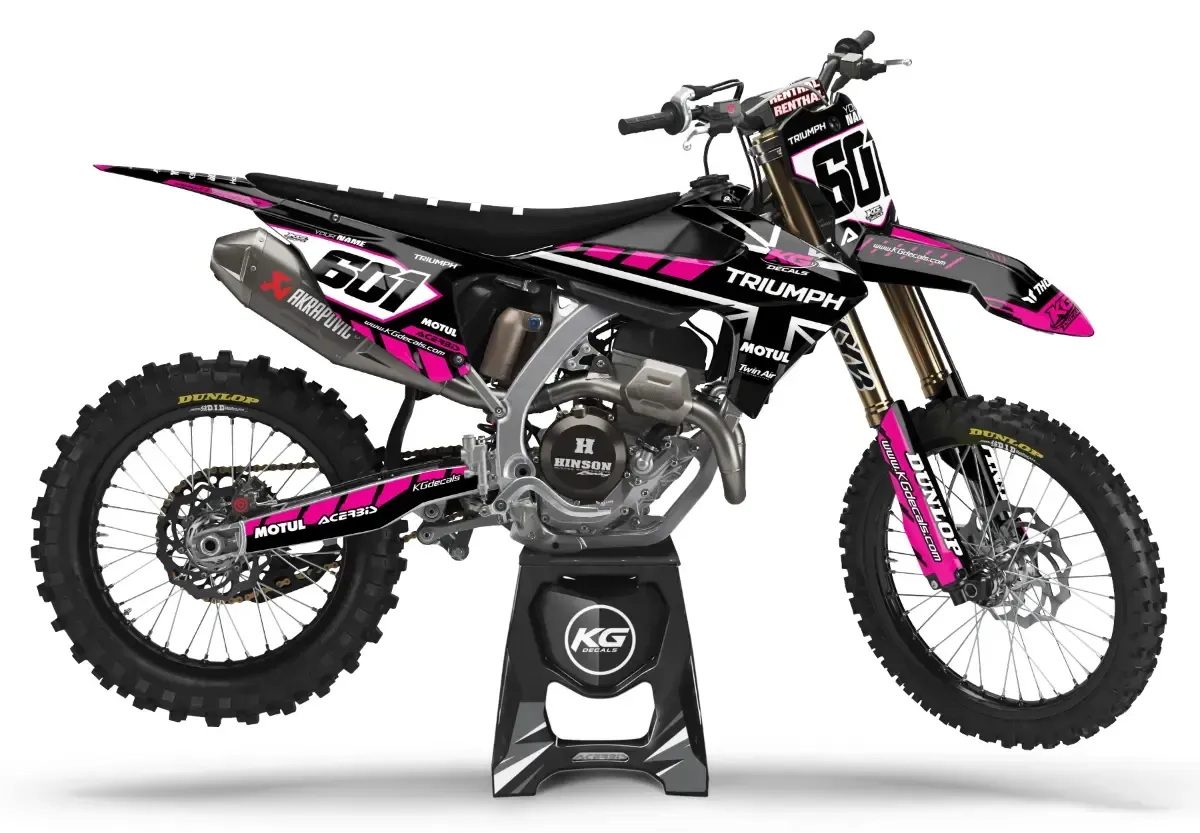 TRIUMPH SEMI CUSTOM BIKE DECALS — BLACK VOLTAGE BLACK/PINK