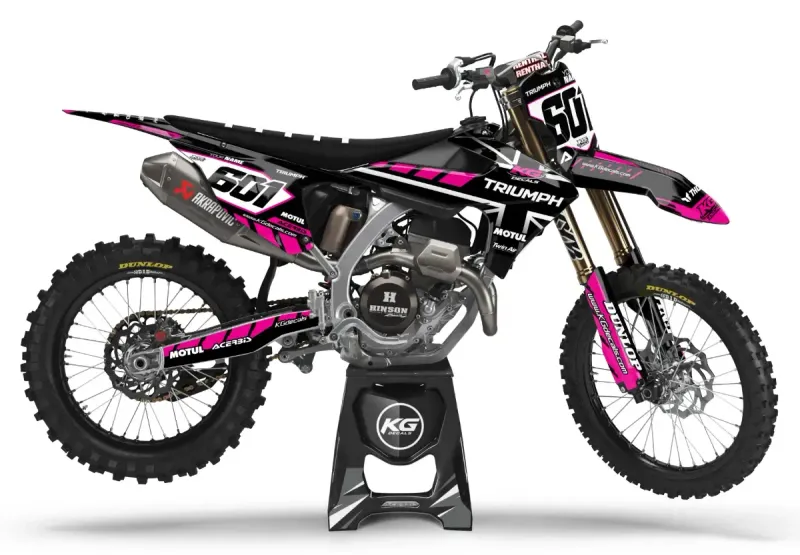 TRIUMPH SEMI CUSTOM BIKE DECALS — BLACK VOLTAGE BLACK/PINK
