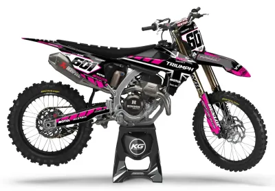 TRIUMPH SEMI CUSTOM BIKE DECALS — BLACK VOLTAGE BLACK/PINK TRIUMPH SEMI CUSTOM BIKE DECALS — BLACK VOLTAGE BLACK/PINK