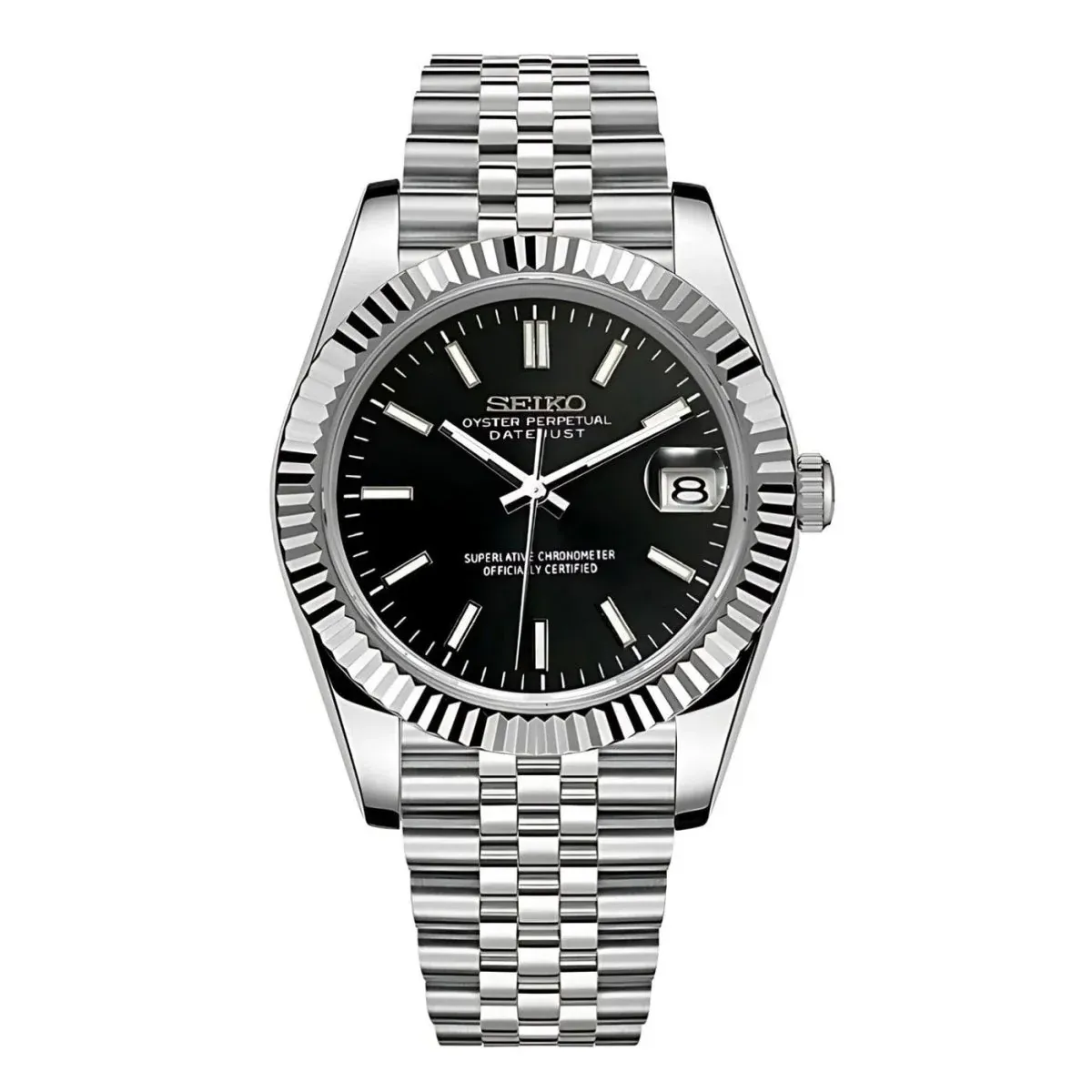 Seiko Mod "Datejust" Inspired Black Sunburst Dial