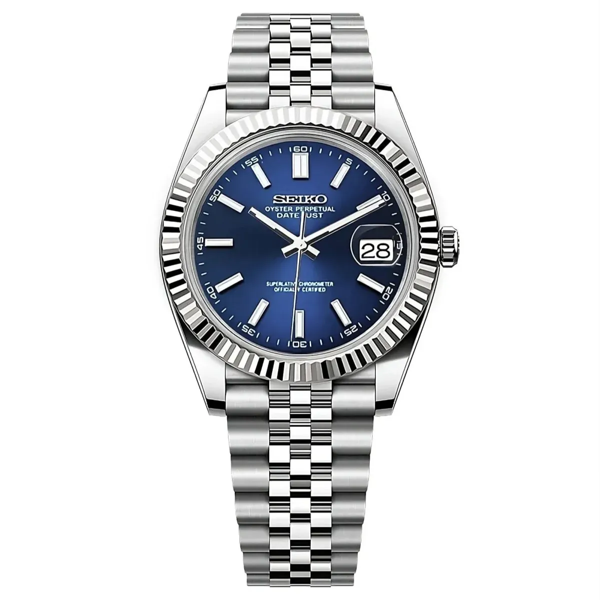 Seiko Mod "Datejust" Inspired Navy Sunburst Dial