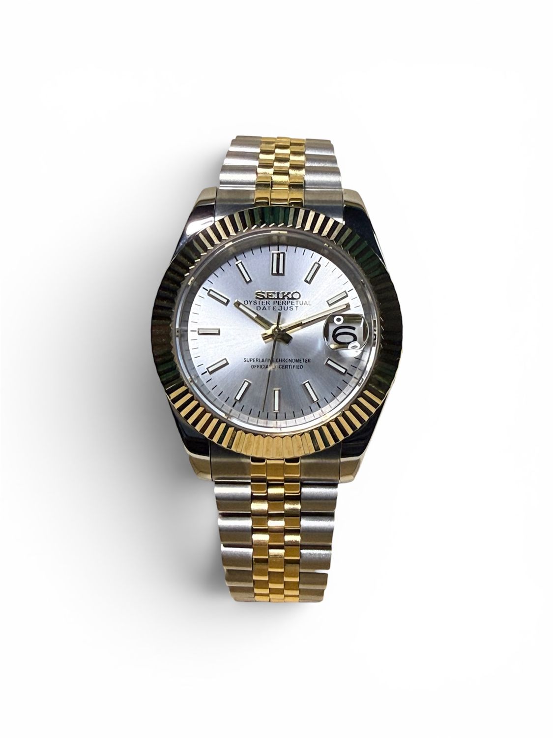 Seiko Mod "Datejust" Inspired 2T Gold Silver Dial