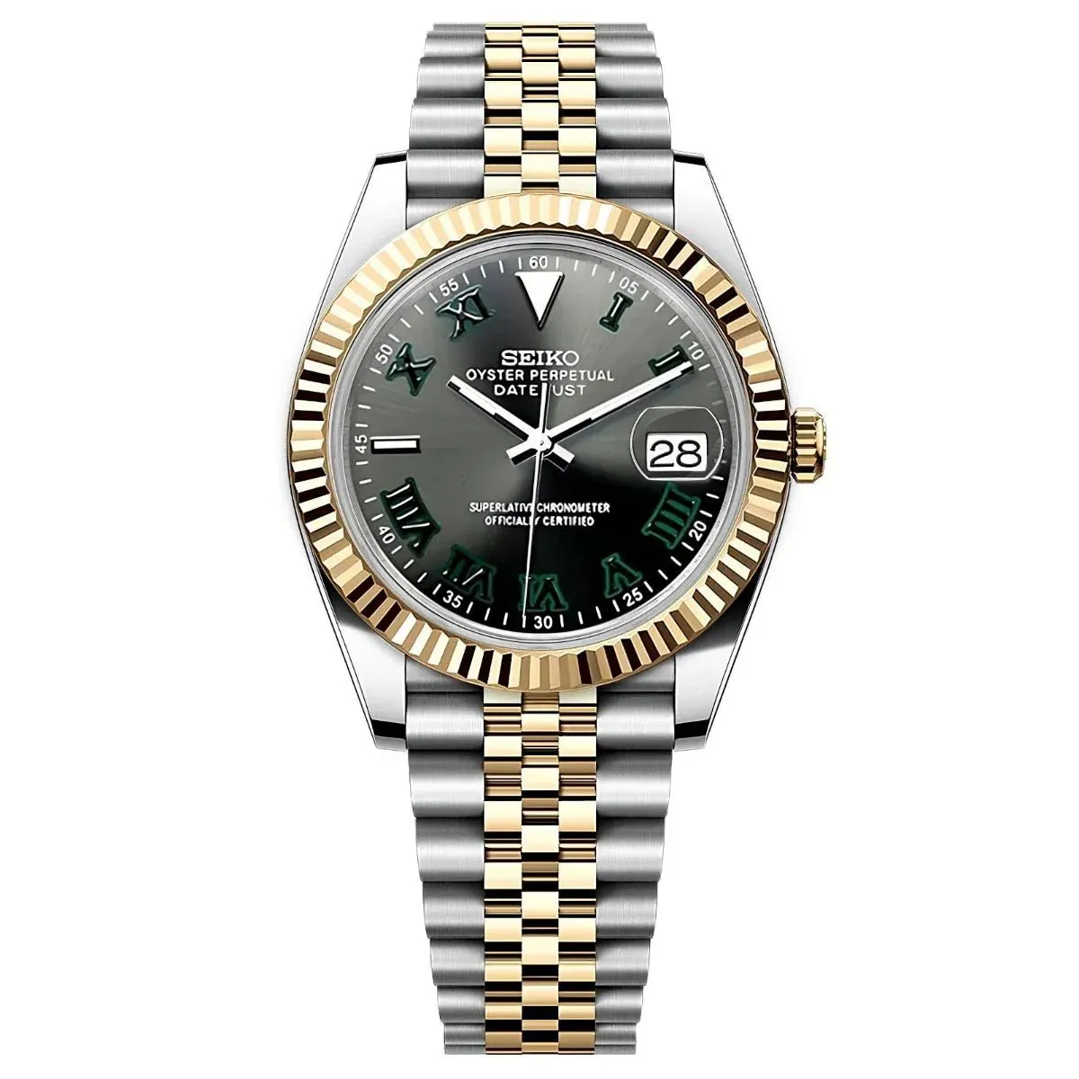 Seiko Mod "Datejust" Inspired 2T Gold Wimbledon