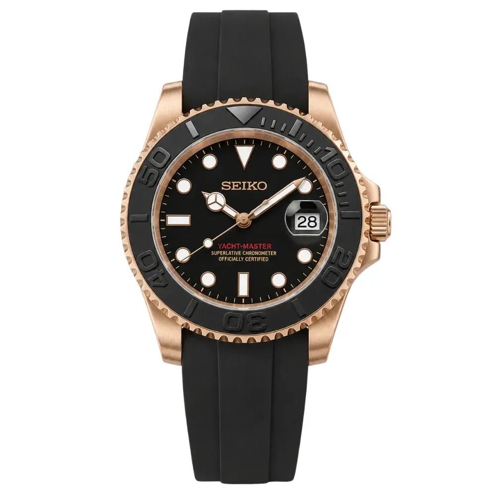Seiko Mod "Yacht-Master" Inspired - Rose/Strap