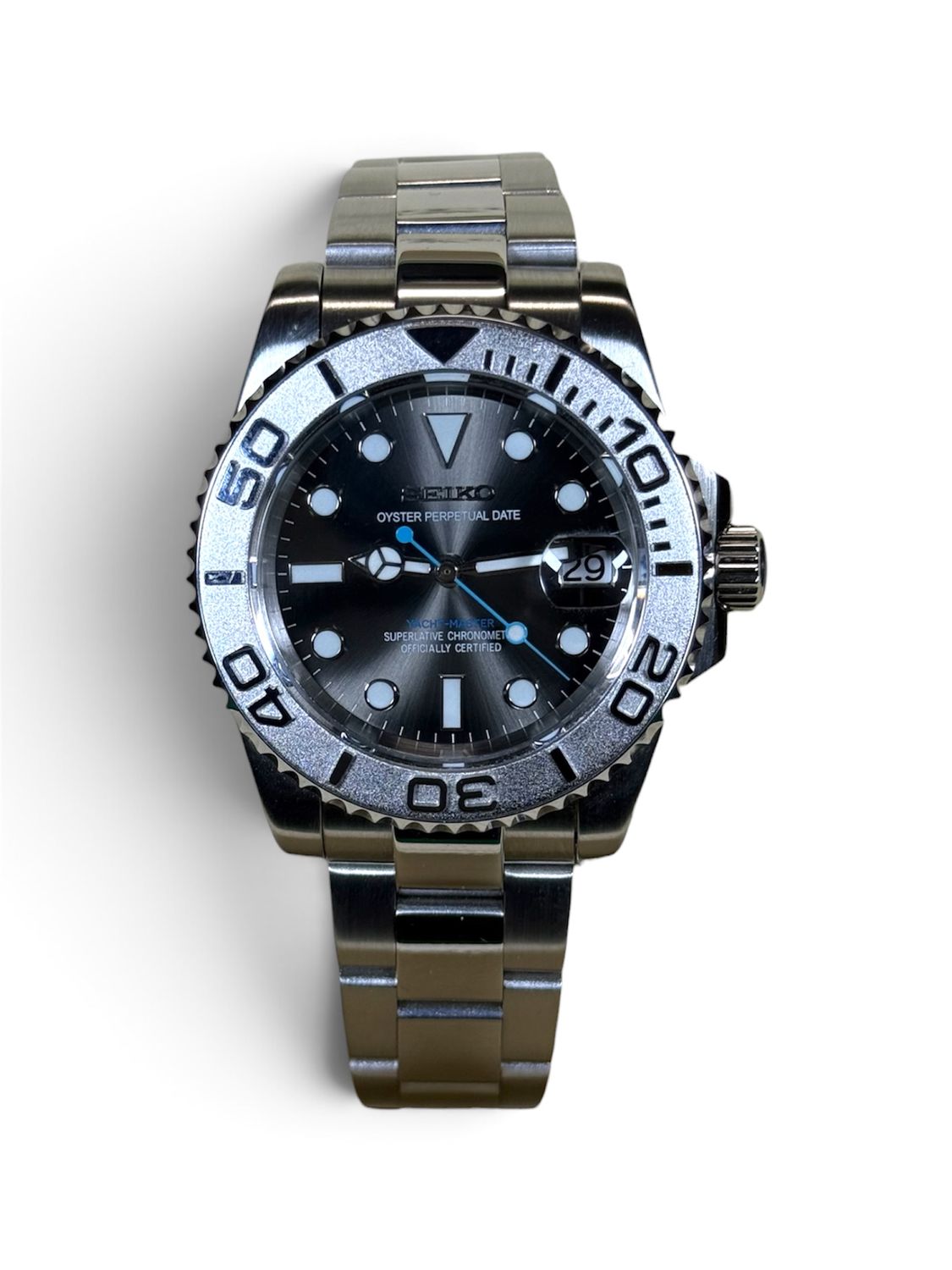 Seiko Mod "Yacht-Master" Inspired Rhodium Dial
