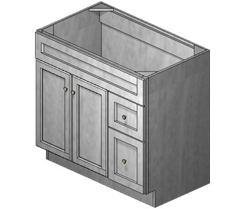 36 Inch Acadia Grey Shaker Vanity (Door Right)