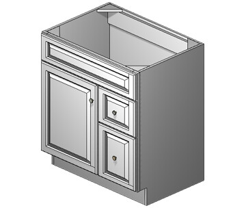 30 Inch Gibson White Shaker Vanity (Door Right)