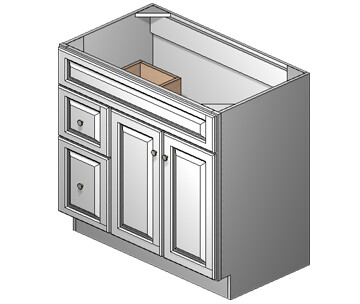 36 Inch Gibson White Shaker Vanity (Door Left) 36 Inch Gibson White Shaker Vanity (Door Left)
