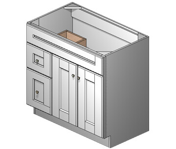 36 Inch Town White Shaker Vanity (Door Left)