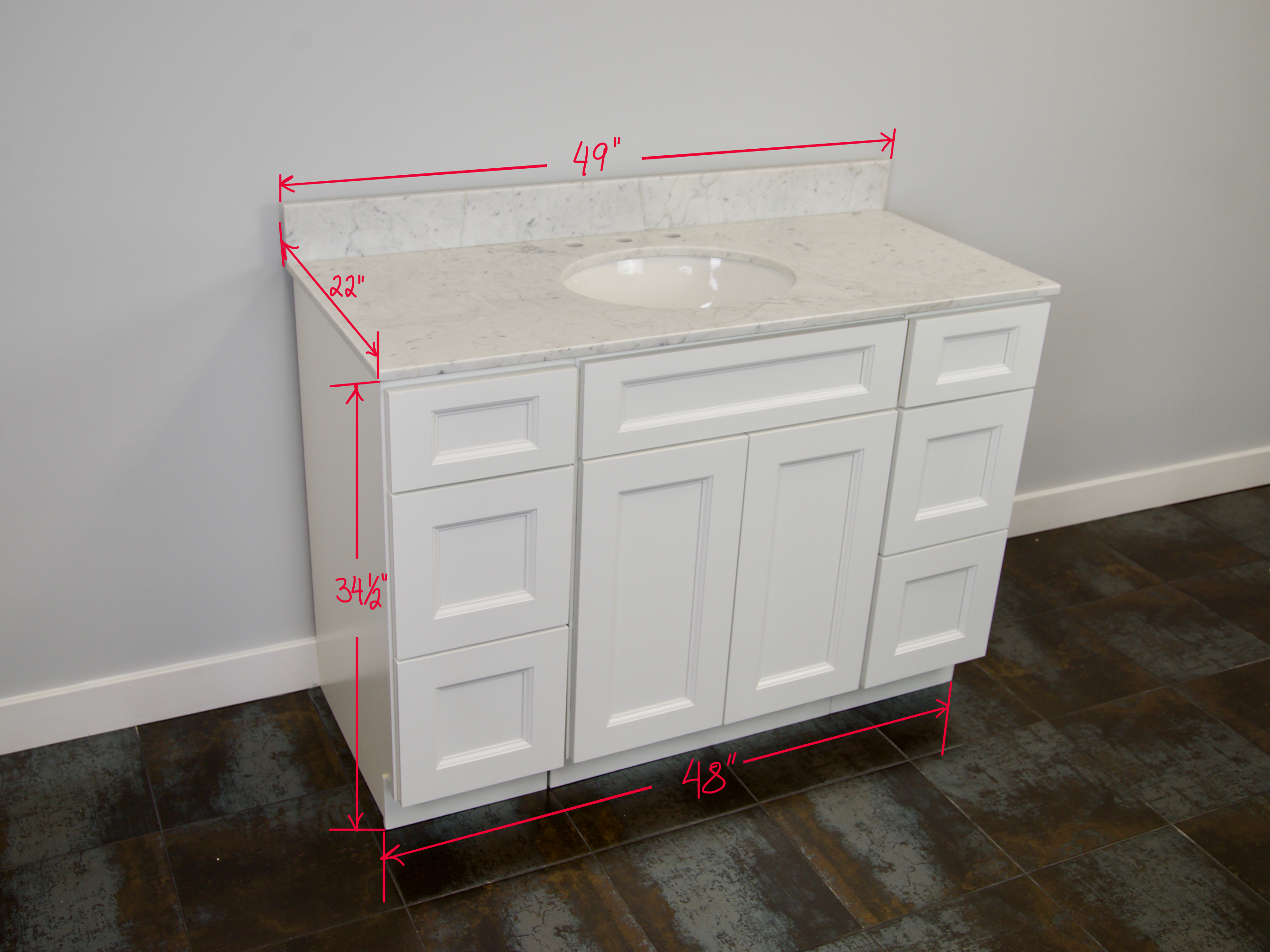 48'' Town White Vanity with top Combo