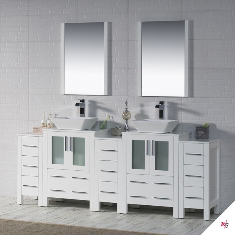 84 Inch Sydney Vanity With Side Cabinet 84 Inch Sydney Vanity With Side Cabinet