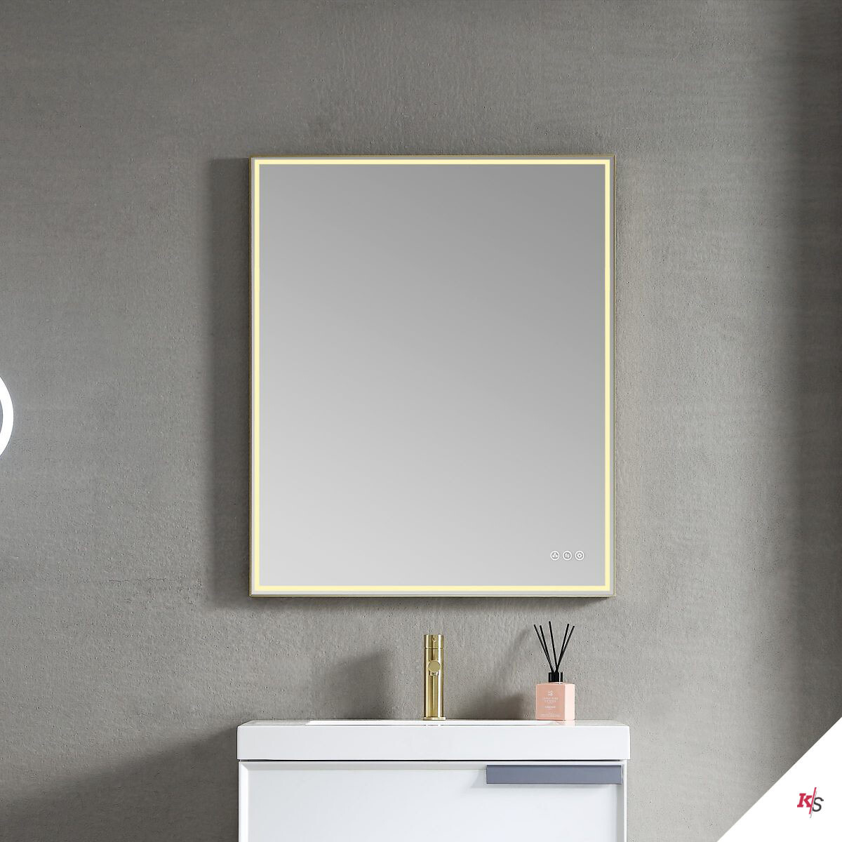 Stellar 30 Inch Led Mirror - Brush Gold Stellar 30 Inch Led Mirror - Brush Gold