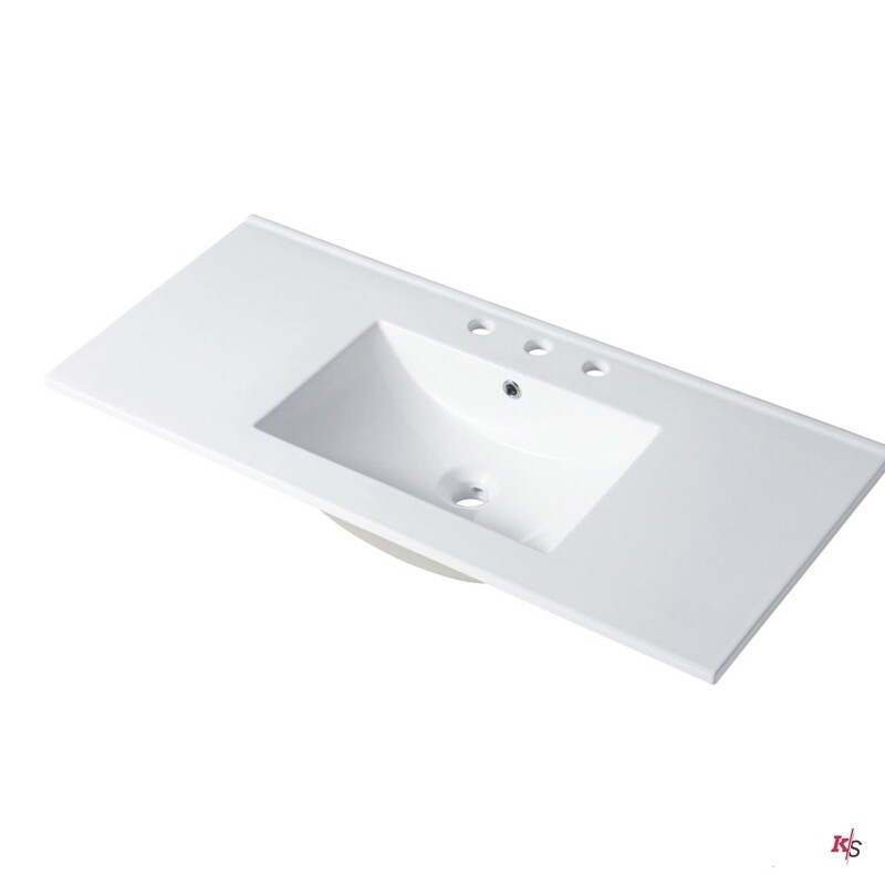 Ceramic Basin 48&Quot; X 18&Quot; Top-Mount Rectangular Single Three Holes - 8'' Spread